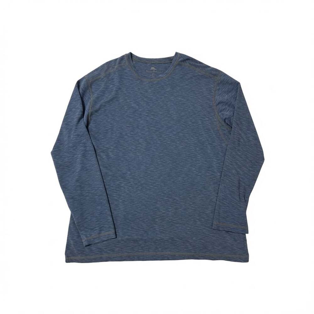 Tommy Bahama Men's Long Sleeve Crew Neck T-Shirt, Blue Space Dye